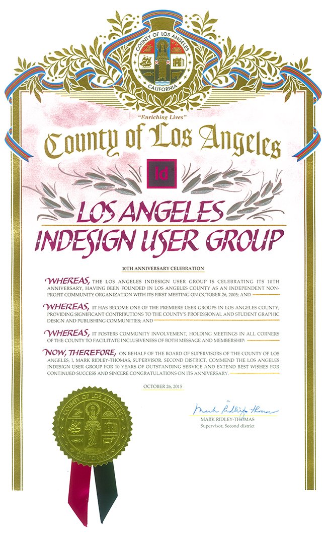 LAIDUG Commendation from Los Angeles County